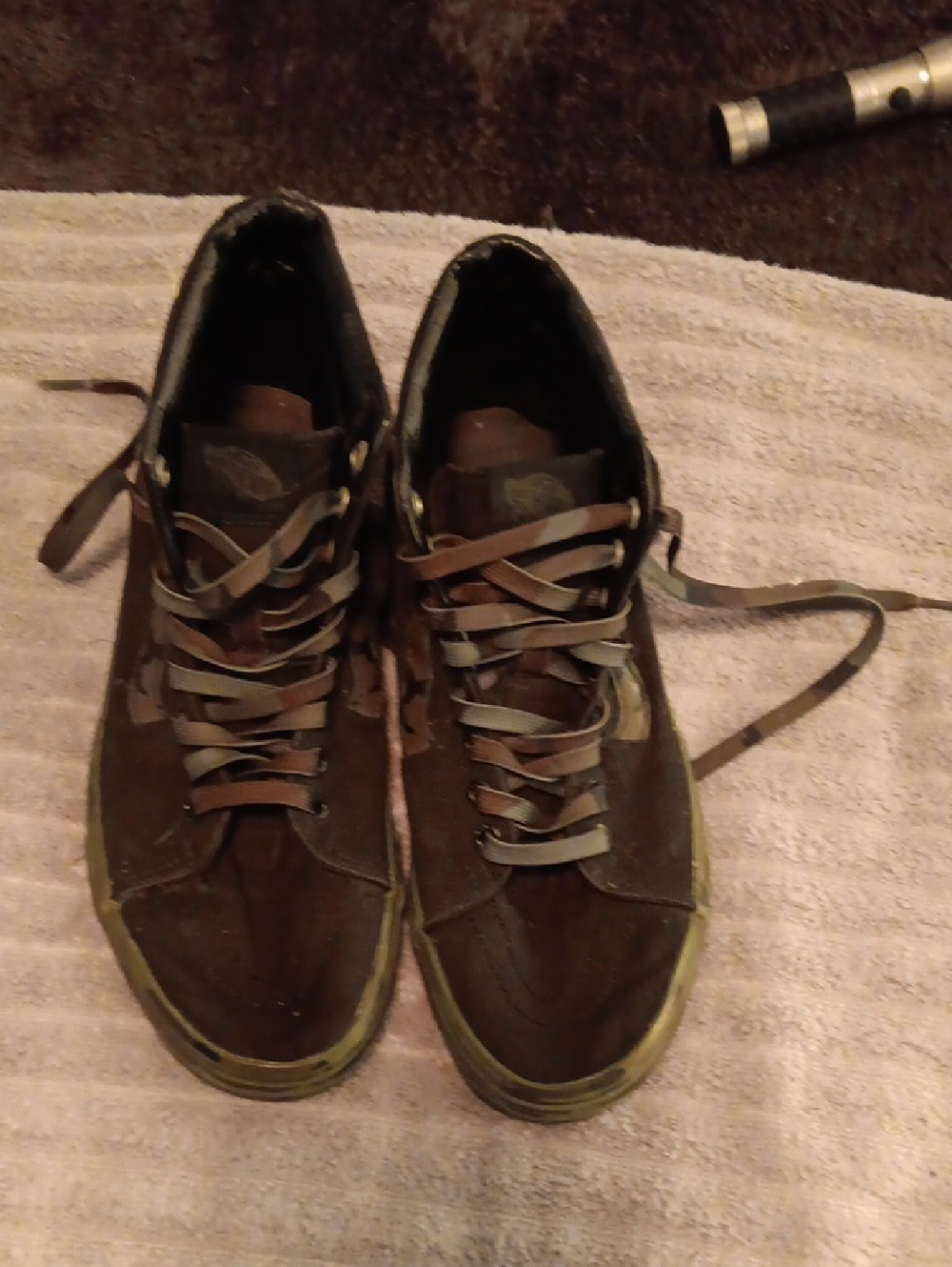 Vans Brown and Green High-Top Sneakers